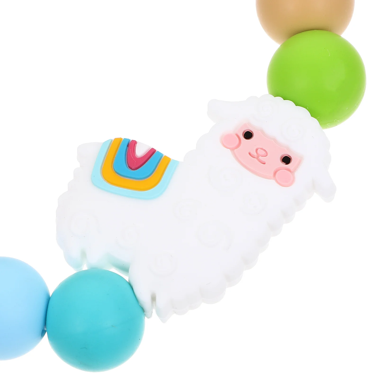 สร้อยข้อมือซิลิโคนสำหรับเด็กกัดเล่น  พร้อมจี้รูปอัลปาก้า  ของเล่นกัดเล่นปลอดภัยสำหรับเด็กเล็ก