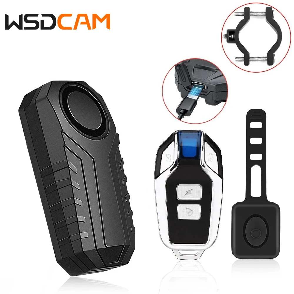 Wsdcam Anti Theft Burglar Bike Alarm with Remote Vibration Triggered Bike Alarm Battery Operated Loud 113dB Wireless Siren