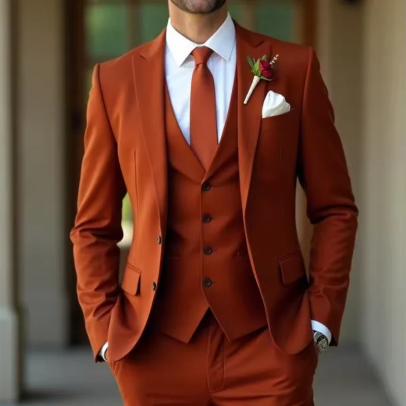 

Elegant men's suit, slim fit wedding suit, men's event and dinner groom's dress tailored (jacket+vest+pants)