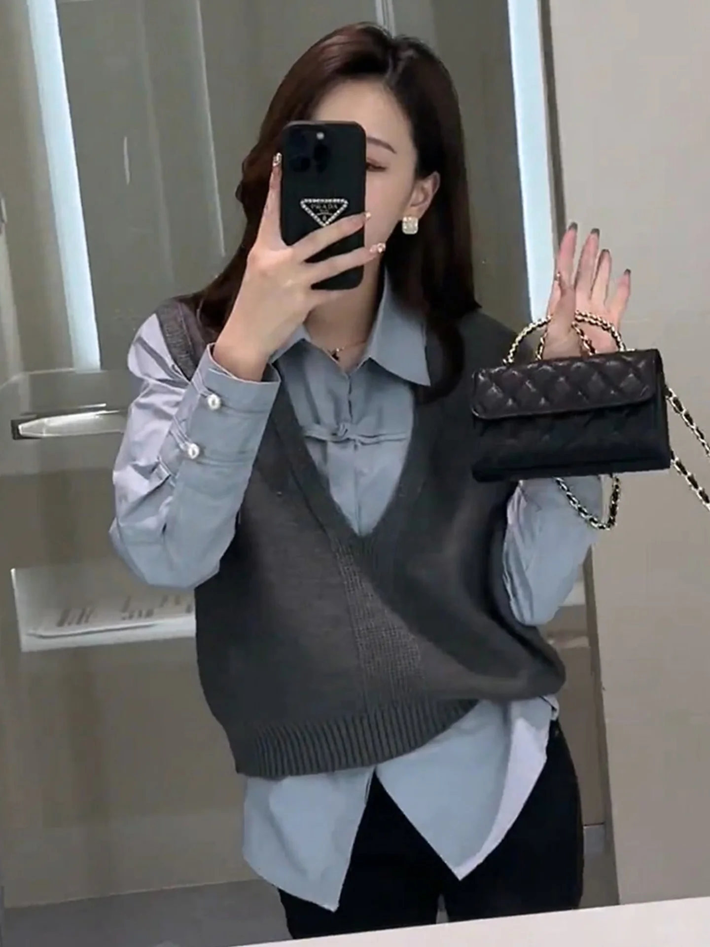 

Корейский Sle Pure Color Svel V-Ne майка, модный топ для похудения, универсальная рабочая одежда, удобный вязаный свитер