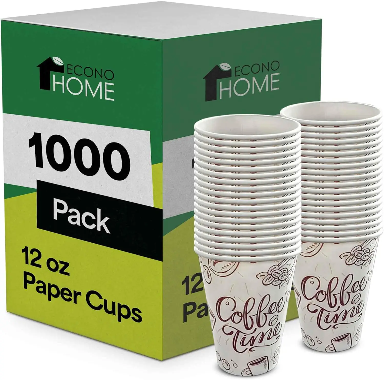 

12 oz 1000 Pack Disposable Coffee Paper Cups - Paper Cups for Hot and Cold Drinks, Tea, Water, and Juice