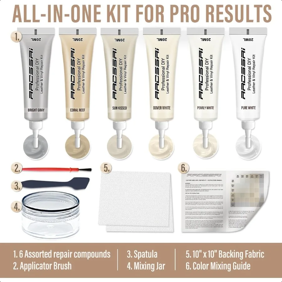 طقم تصليح الجلود الكريمية للأثاث لمقاعد السيارة الأريكة قارب أريكة سترة ومحفظة إصلاح الخدش والتمزق على الاصطناعي فو G