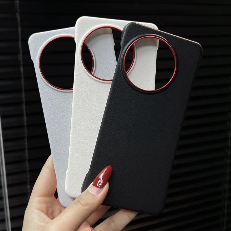 حافظة ظهر صلبة من الجلد بدون إطار رفيعة للغاية لهاتف OnePlus 13/13R/ACE 5 Pro غطاء مغناطيسي فاخر نصف ملفوف