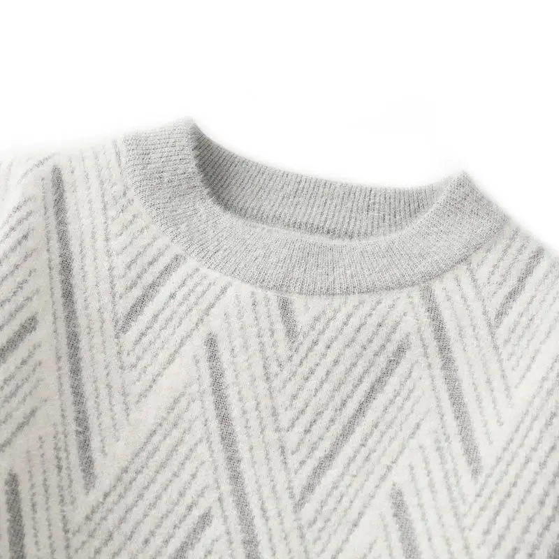 Autunno Inverno girocollo pullover a righe lanterna manica lunga geometrica abbigliamento da uomo maglione lavorato a maglia stile preppy top alla moda
