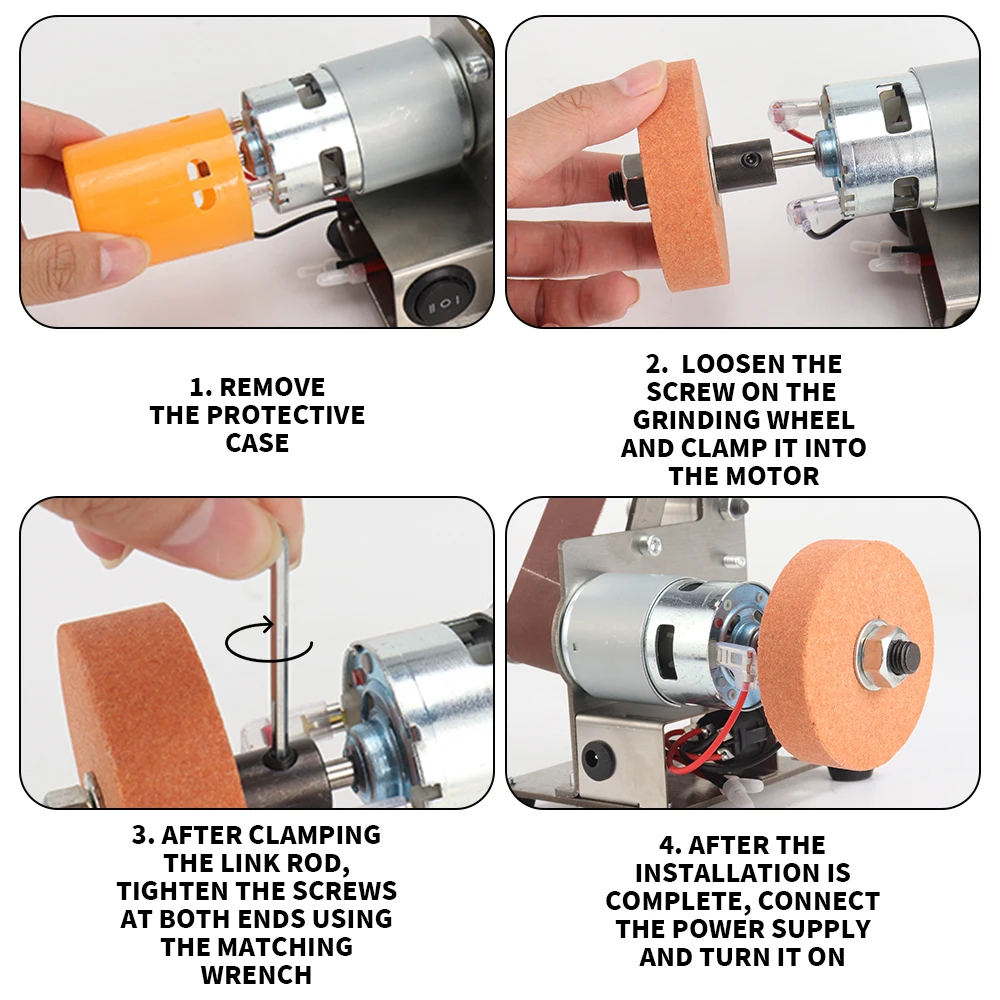 Mini ​​Belt Sander High Speed Electric Polishing Machine Adjustable Belt Grinder for Polishing Metal Blade Wood 110-220V