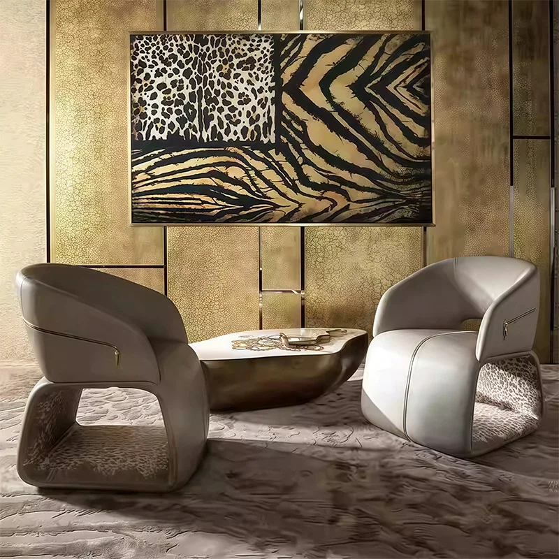 

Italian light luxury sofa chair postmodern hotel reception chair high-end villa living room home single armrest leisure chair