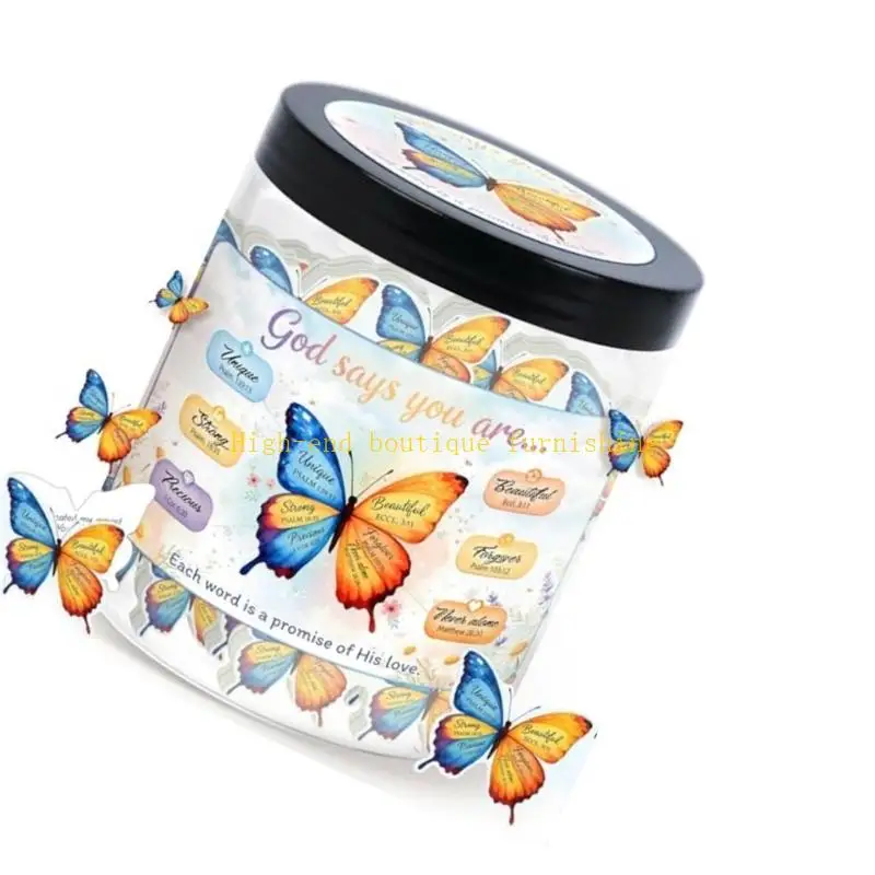 L9NB 60 Colorful Butterfly Affirmation Card in Jar for Home Motivation and Decors