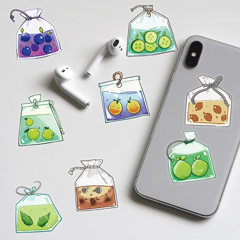 50PCS Cartoon Fruit Tea Bag Fun Stickers DIY Phone Case Laptop Water Cup Computer Toy Stickers