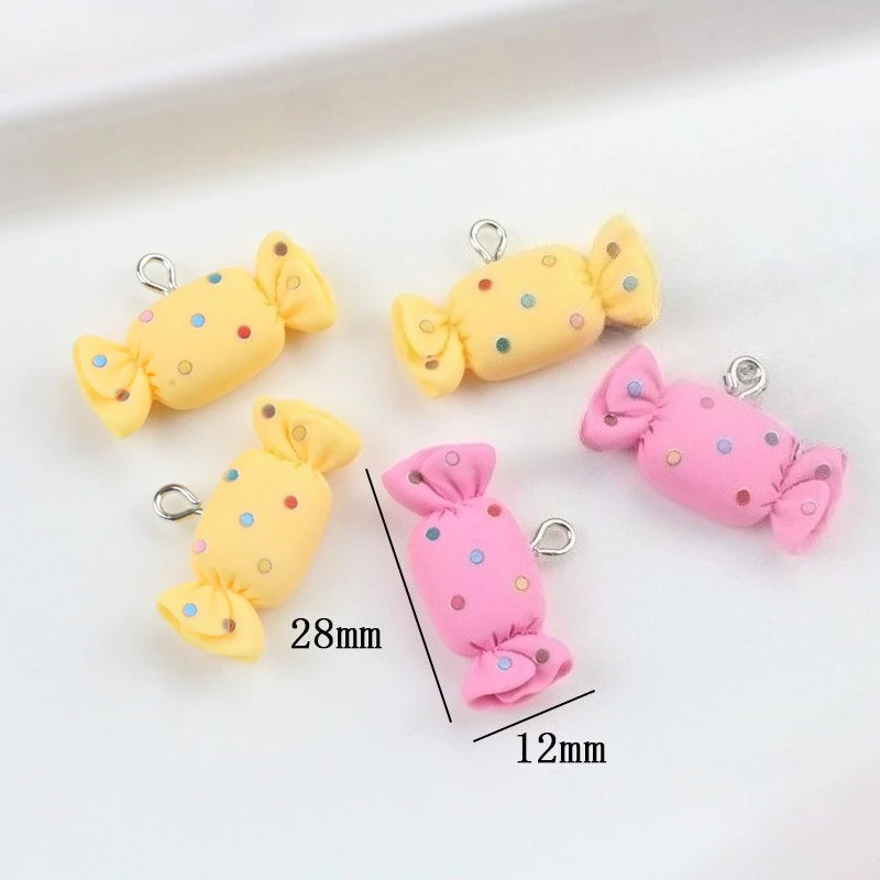 6Pcs Sweet Polka Dot Resin Candy Pendants Mini Simulation Charms DIY Earring Keychain Jewelry Accessories