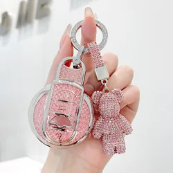 Diamond Pink Style for BMW Mini Cooper F54 F55 F56 F57 F60 Remote Smart Car Key Case Cover Holder Fob Bag Keychain Accessories