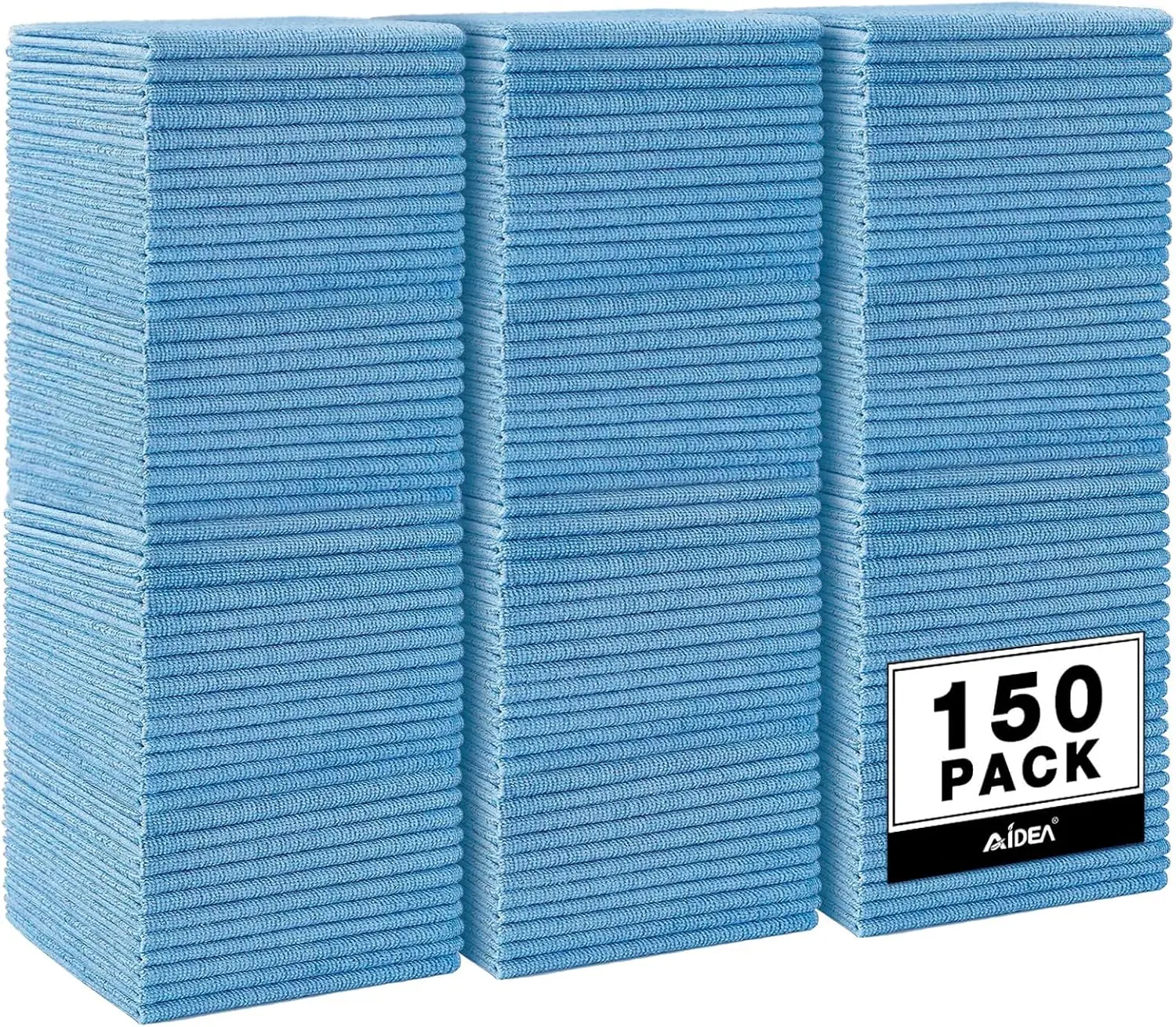 

Blue Microfiber Cleaning Cloths, 150PK, 12"x12", Lint-Free for Cars, House, Kitchen & Workshops