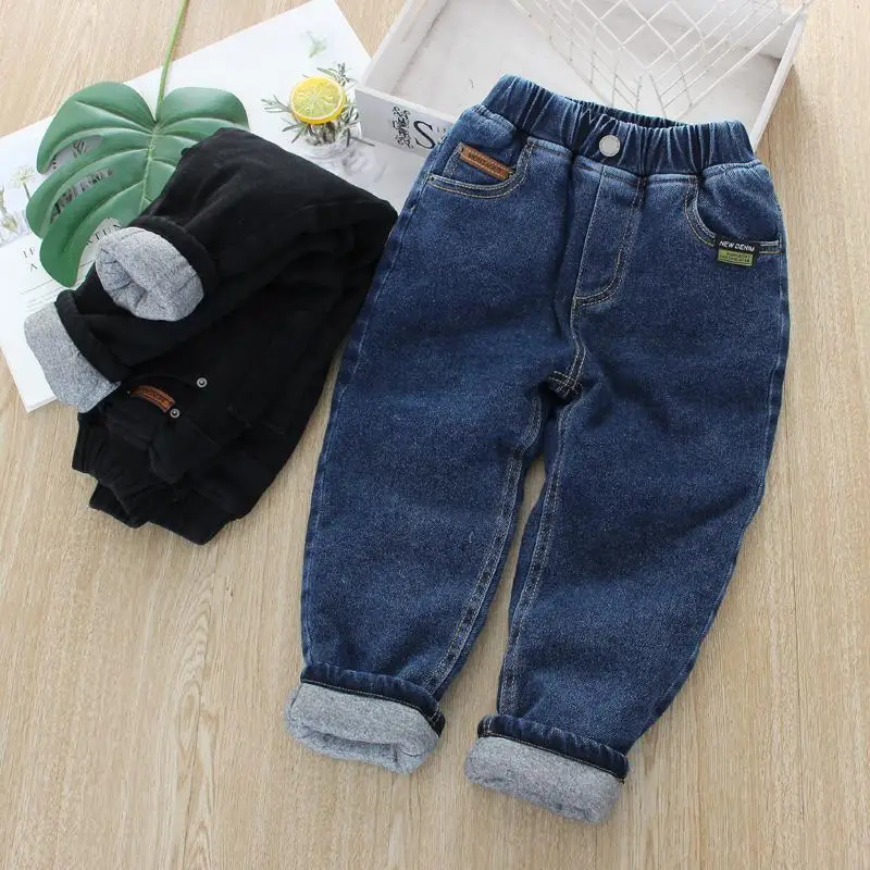 Boys Thick Jeans Winter Children Warm Cotton Denim Pants For Baby Girls Trousers Clothes Kids Leggings Teenagers 1 To 7 Years