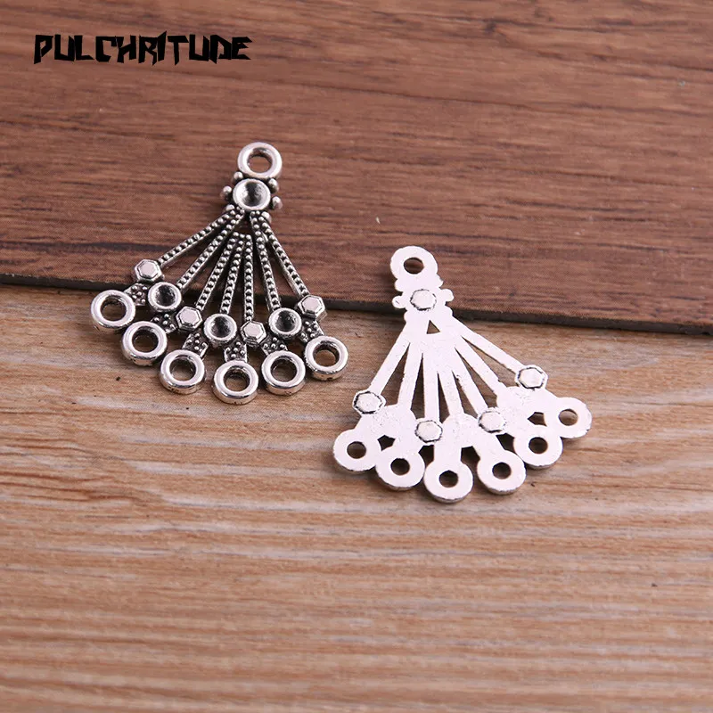 PULCHRITUDE 16pcs 25*27mm Two Color Zinc Alloy Vintage Pendant Charm Jewelry DIY Hollow Circle Connector Pendant Necklace