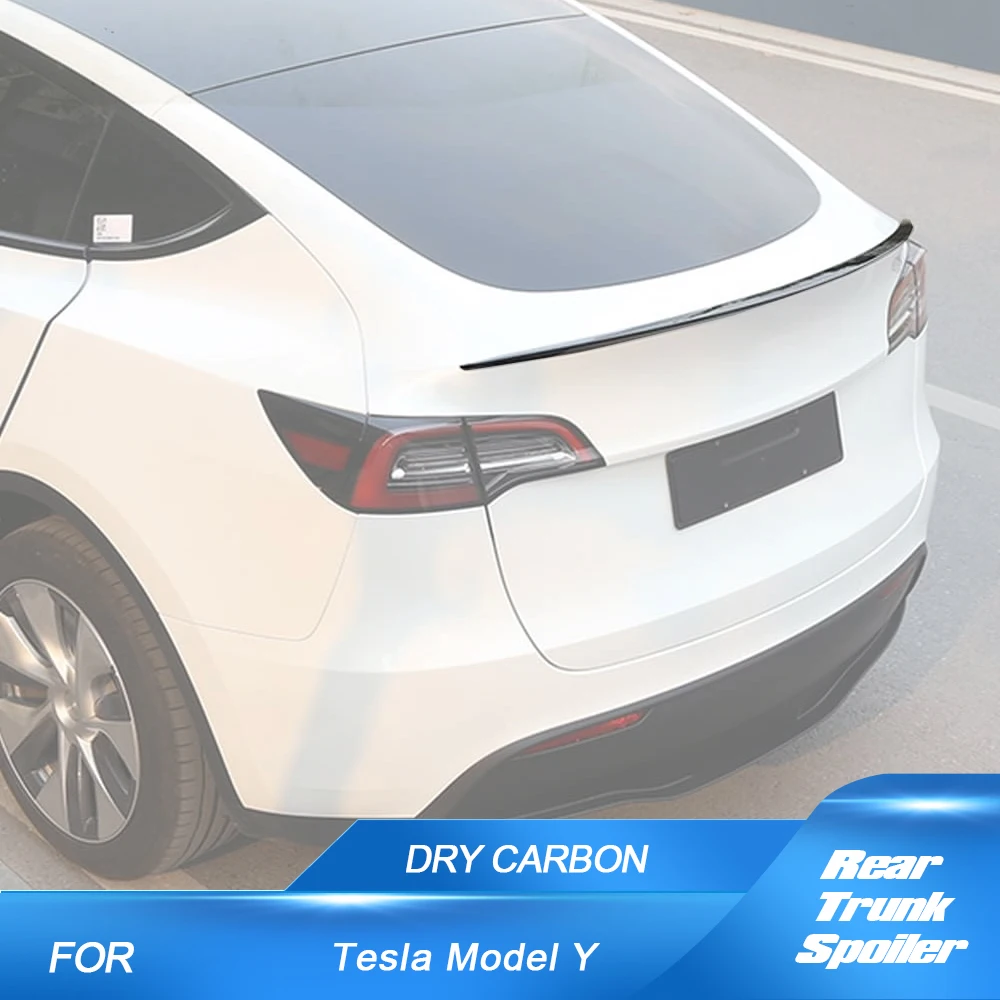 

Car Rear Spoiler For Tesla Model Y 2019-2022 Dry Carbon Fiber Car Rear Trunk Spoiler Lip Wing Body Kits Rear Racing Lip