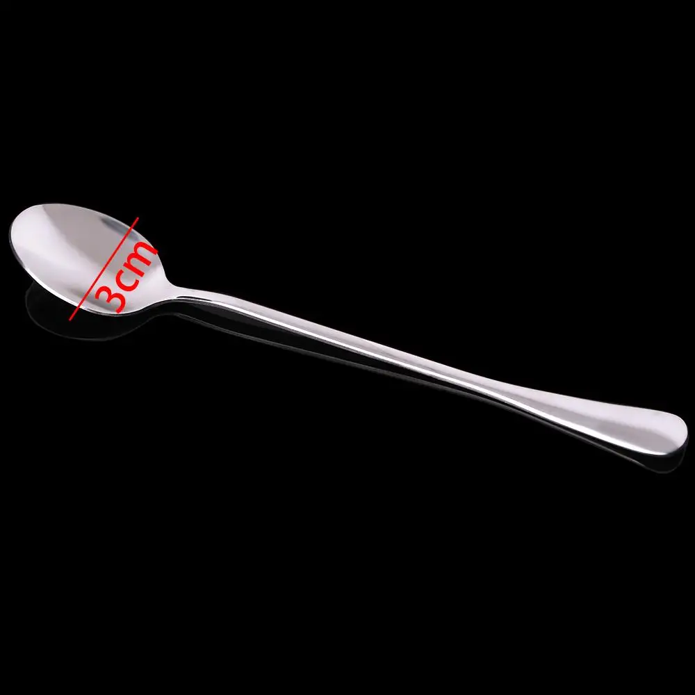 Silver Stainless Steel Long Handle Scoop Ice Cream Dessert Scoop Tea Spoon Drink Stirring Spoon Stick 20CM