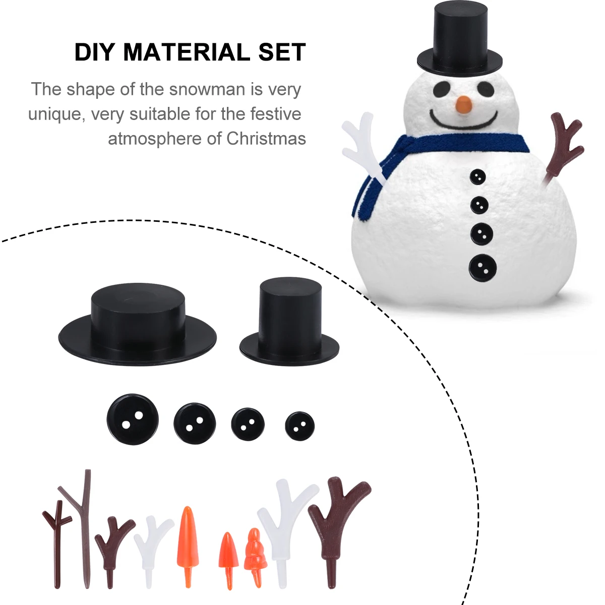 

60 Nose Styles 200 Buttons 6 Snowman DIY Set Plastic Christmas Gift Kids H made Parent child Prop Craft