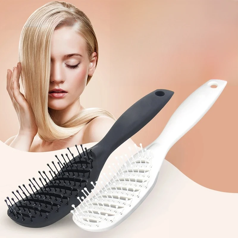 

Styling Curly Hair Brush Salon Massager Comb Brush Detangling Drying Brush Anti Static Curved Vent Brush Scalp Massage Comb