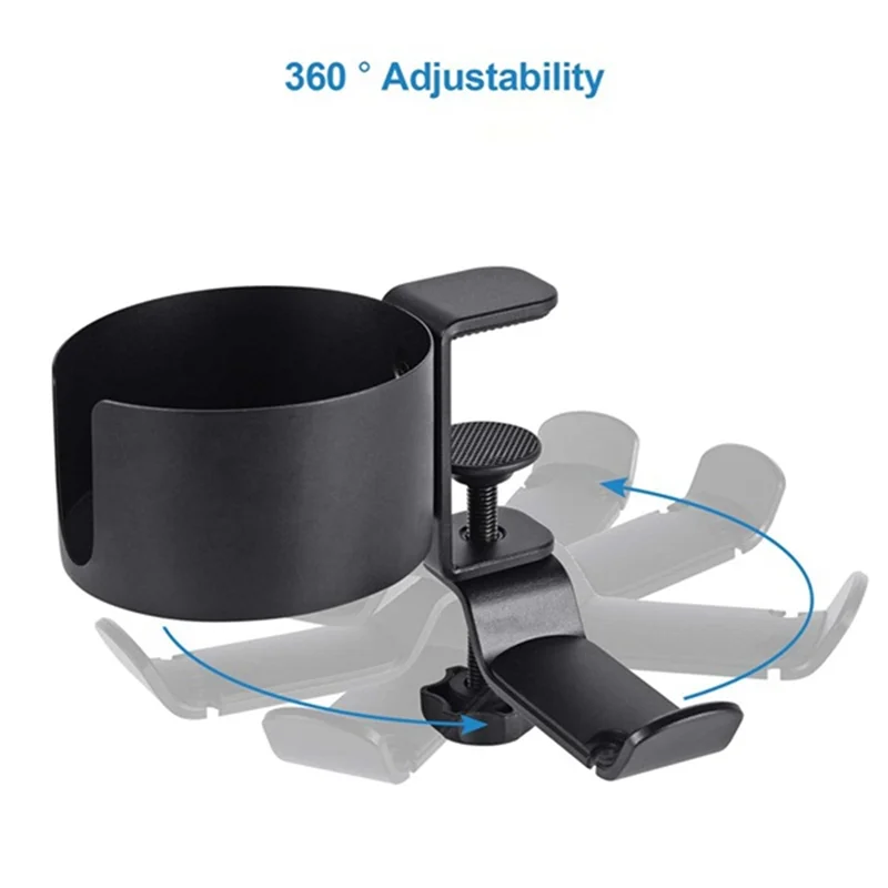 2 In 1 Desk Cup Holder With Headphone Hanger, Anti-Spill Cup Holder For Desk Or Table Rack Organizer