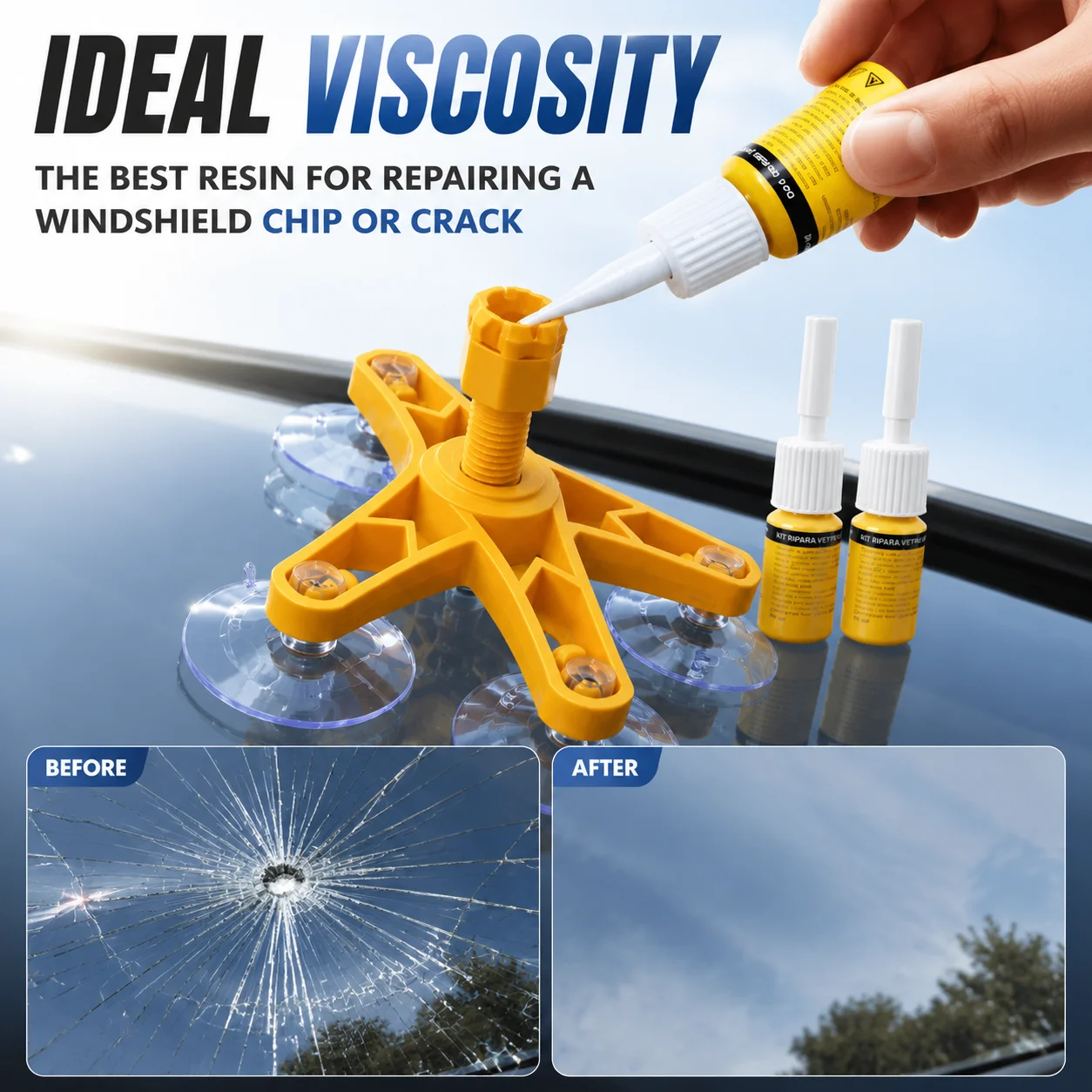 DIY Auto Glass Repair Resin, Fix Windshield Scratches and Cracks, Simple Easy‑to‑Use for Car Glass Damage Repair