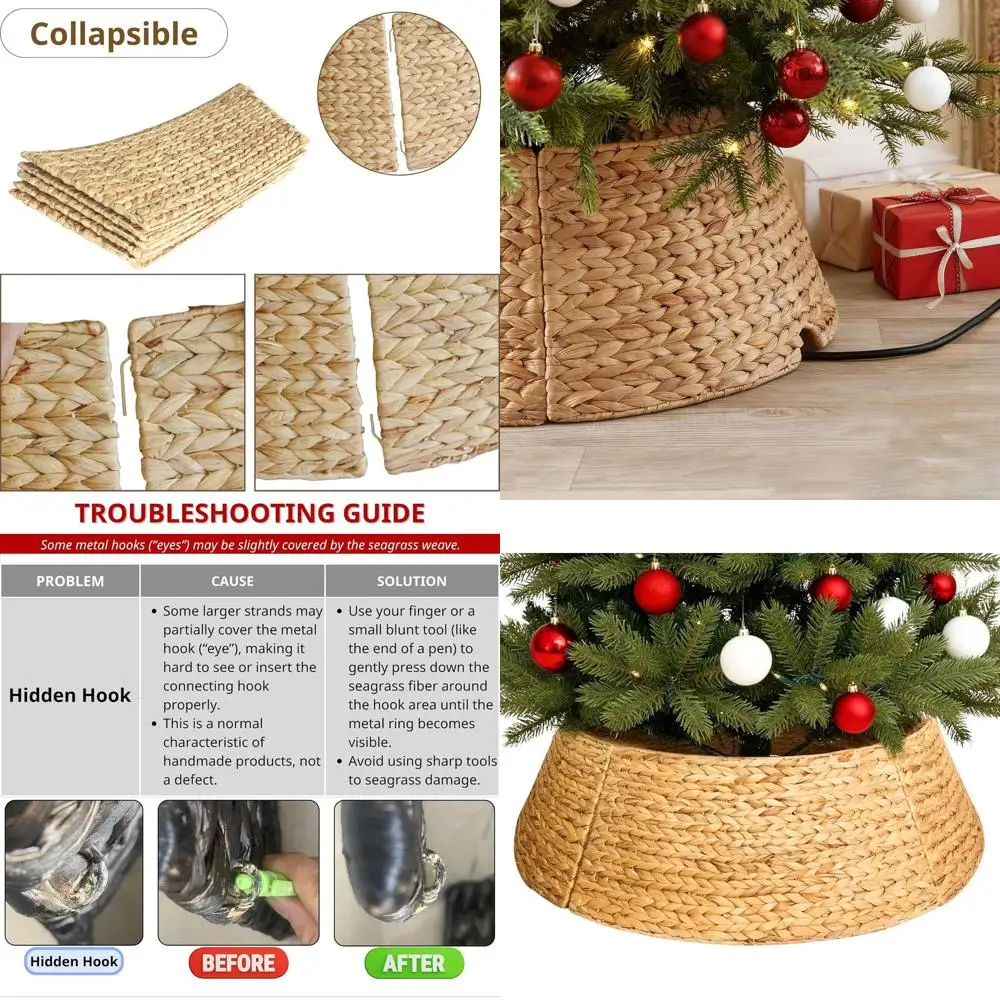 

Handwoven Seagrass Christmas Tree Collar, Extra Large for 9ft Artificial Trees, Farmhouse Style Tree Basket Skirt