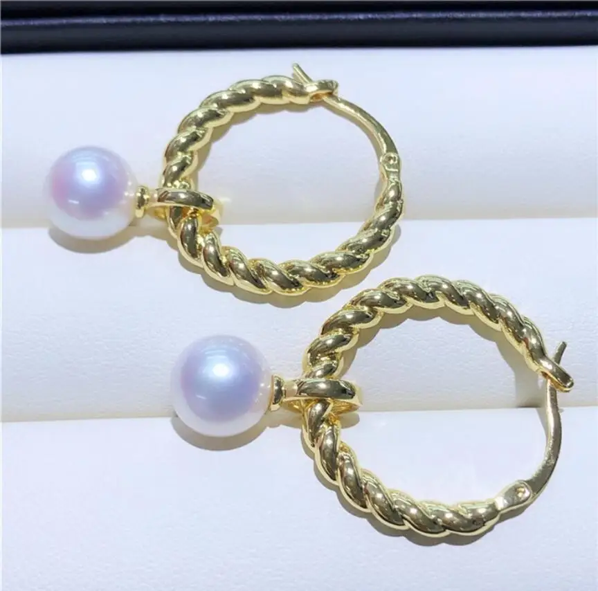 Stunning Pair of 10-11mm 9-10mm natural south sea white round pearl earring 925s