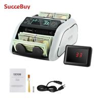 VEVOR 1000 Pcs/Min Money Counter Business Cash Register Bills Counterfeit Bill Detector by UV/MG/IR/DD Function for Bank Store