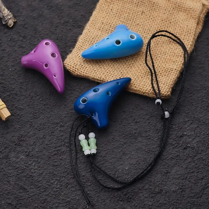 Mini 6-Loch Alto C Halsketten-Ocarina aus schwarzer Keramik, langlebiges Blasinstrument als Geburtstags- oder Weihnachtsgeschenk – Detail 6