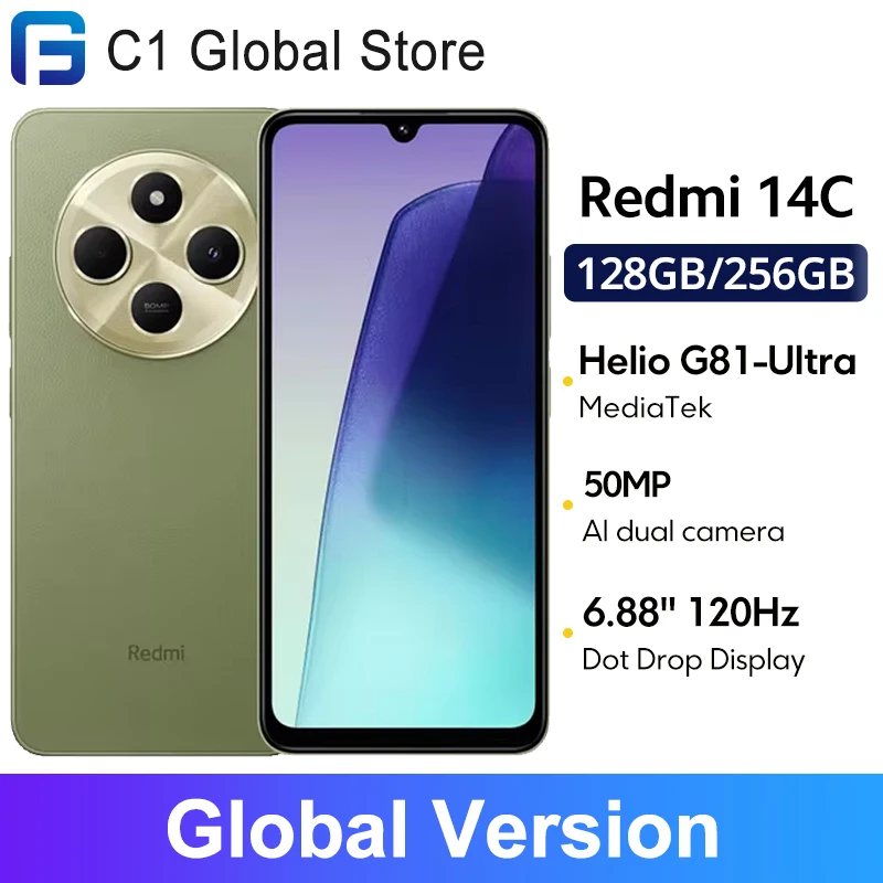 Xiaomi Global Version Redmi 14C Smartphone MKT Helio G81 Ultra 50MP camera 5160mAh 6.88