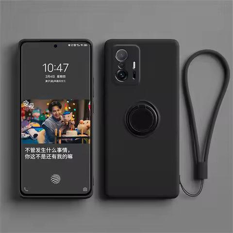 Original Liquid Silicone Phone Cover For Xiaomi Redmi Note 12 11 10 Pro Mi 11T Lite Poco X3 Pro F3 M3 Magnetic Ring Holder Case