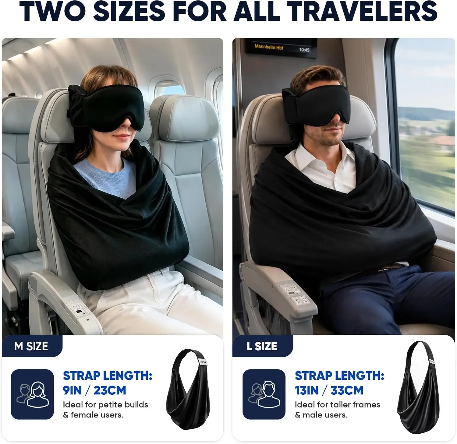 3-in-1 Verstellbare Augenmaske, Schlafunterstützungssystem für Flugzeuge, Reisekissen, Mehrzweck-Büro- und Heimkissen für Reisen – Detail 4