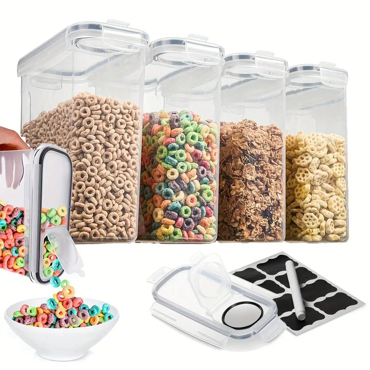 Airtight Kitchen Storage Canisters Set with Labels