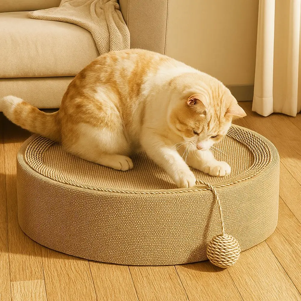 

Oval Cat Scratching Bed Sisal Basin Wear-resistant Cat Paw Board Basin Integrated Breathable Cat Claw Board Pet Furniture