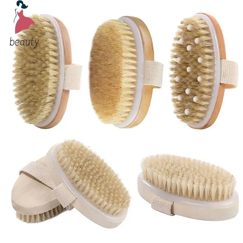 Brosse à Poils Naturels pour la Peau Sèche et le Corps, Accessoire de SPA, Ohio eur de Bain, Douche, Lissage Exquis, Soins de la Peau, Santé à Domicile