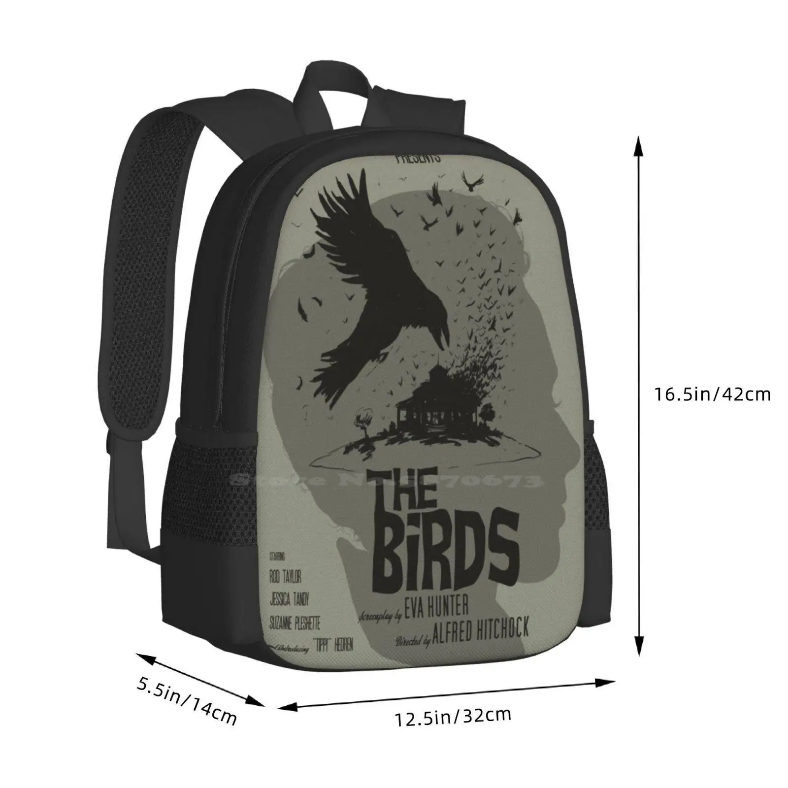 The Birds-กระเป๋าเป้สะพายหลังโปสเตอร์ทางเลือกสำหรับนักเรียนโรงเรียนกระเป๋าเดินทางแล็ปท็อปนก alfred hitchcock ภาพยนตร์ทางเลือก