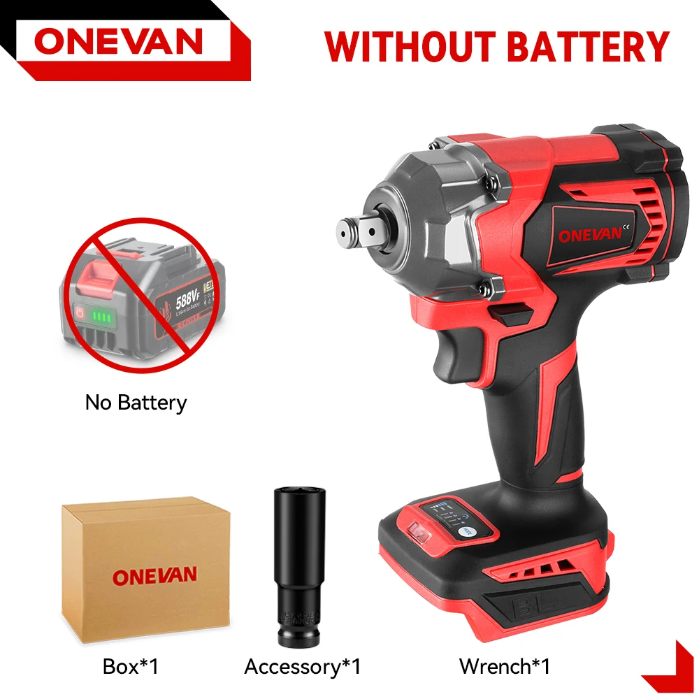 ONEVAN 21V borstelloze elektrische slagmoersleutel 1200 N.m accusleutel elektrische schroevendraaier elektrisch gereedschap voor Makita 18V batterijpin