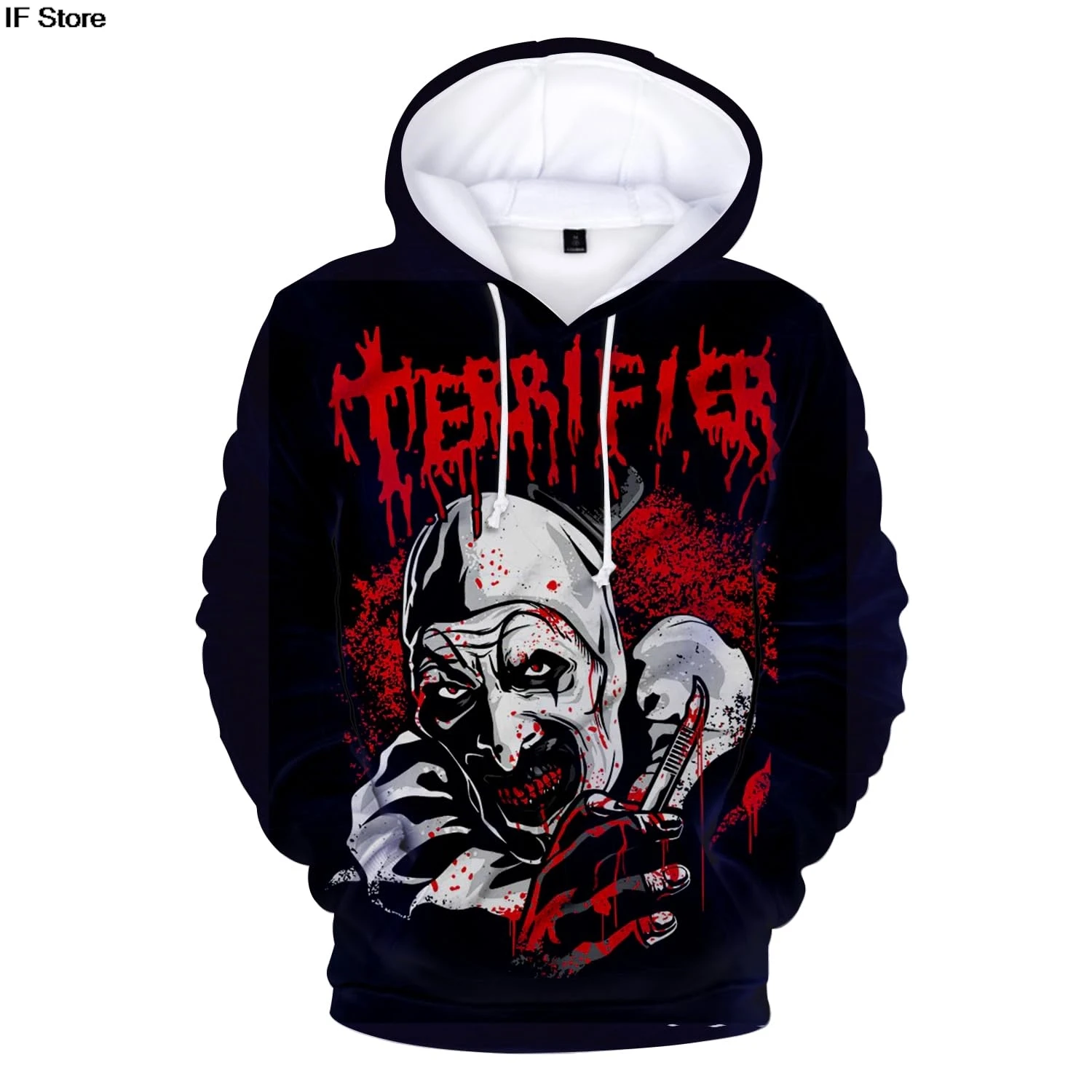 مرعب شخصية مخيفة ثلاثية الأبعاد هوديس هالوين الرجال الهيب هوب الشارع الشهير بلوزات البلوفرات Harajuku رياضية القمم الملابس #1