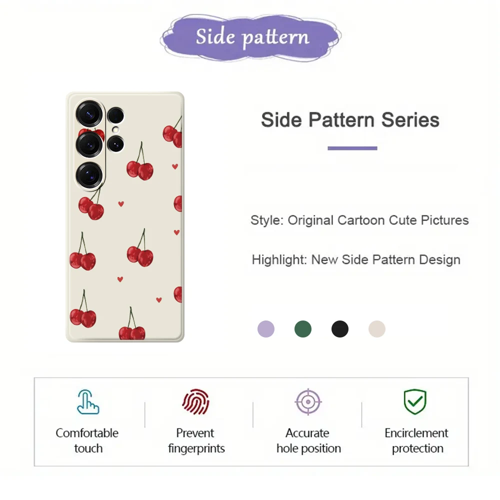 チェリーハート型スマホケース Samsung Galaxy S25 S24 S23 S22 S21 S20 Ultra Plus S10Plus S24FE S23FE S22FE S21FE ソフトカバー