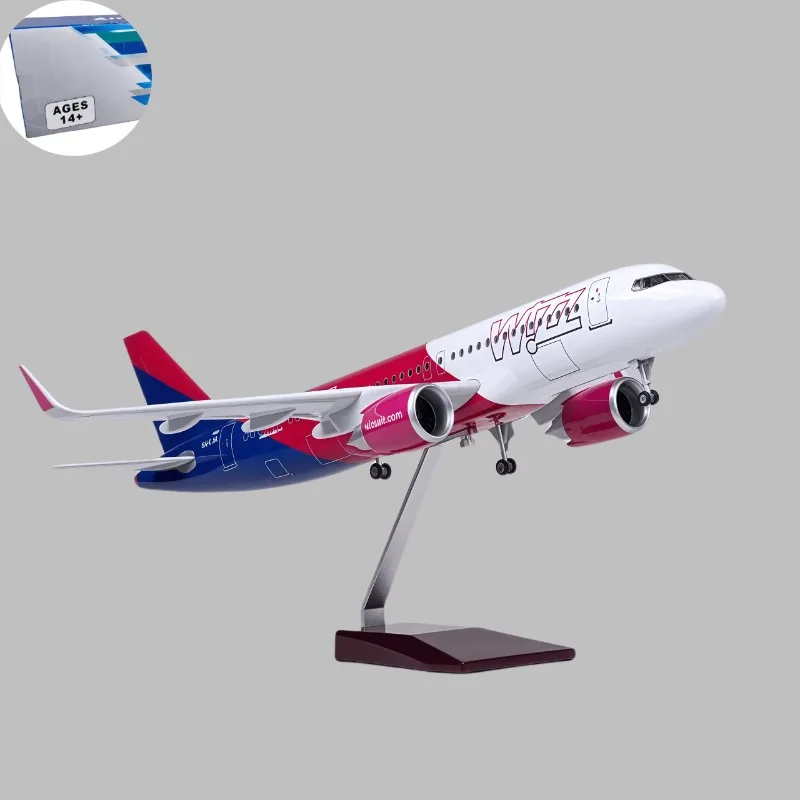 

1/80 Scale 47cm Wizz Air Airlines A320 Neo With Lighting And Wheels Die-cast Resin Aircraft Model Collection Home Decor Display