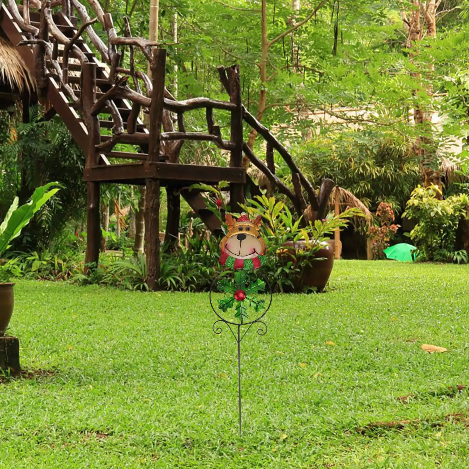 

1Pcs Decorative Iron Pinwheel Christmas Reindeer Yard Decoration Outdoor Windmill Lawn Garden Ornament Holiday Prop