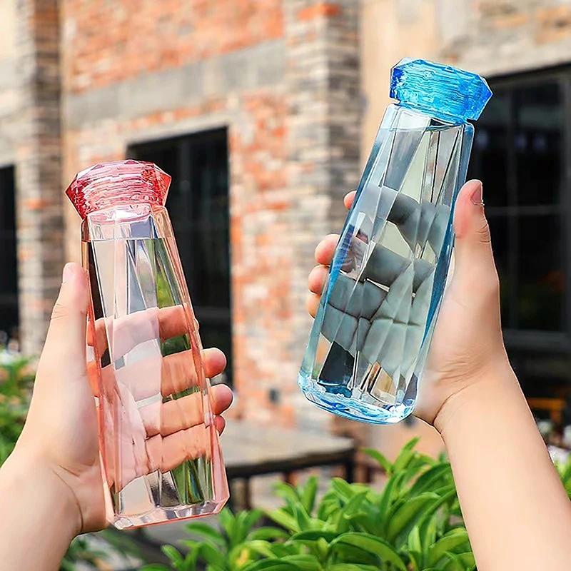 Diamond Water Bottle Glass Cup Lead-Free Heat Resistant Portable Travel Carrying For Drinkware Outdoor Student Cup