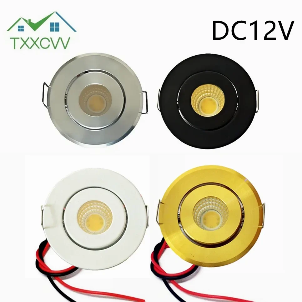 

12V Mini COB Ceiling Light 3W LED Spot Light Adjustable Drive Free Down Lights Showcase Cabinet Recessed Lighting White Bold