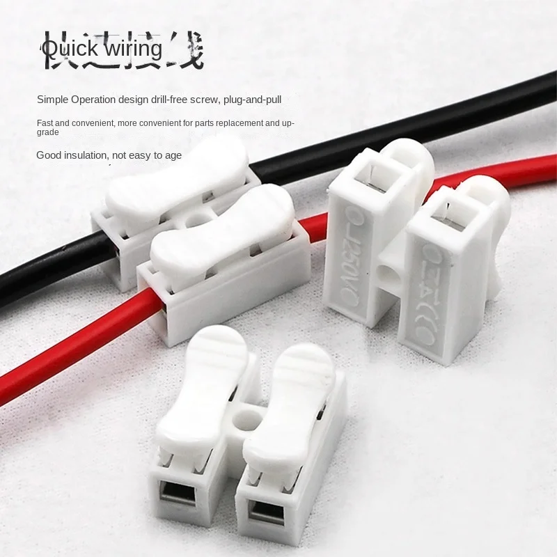 1000pcs White Quick Wiring Terminal For Led Ceiling Light 2-position Terminal Post Self-locking Press Type Terminal 0.2-2.5