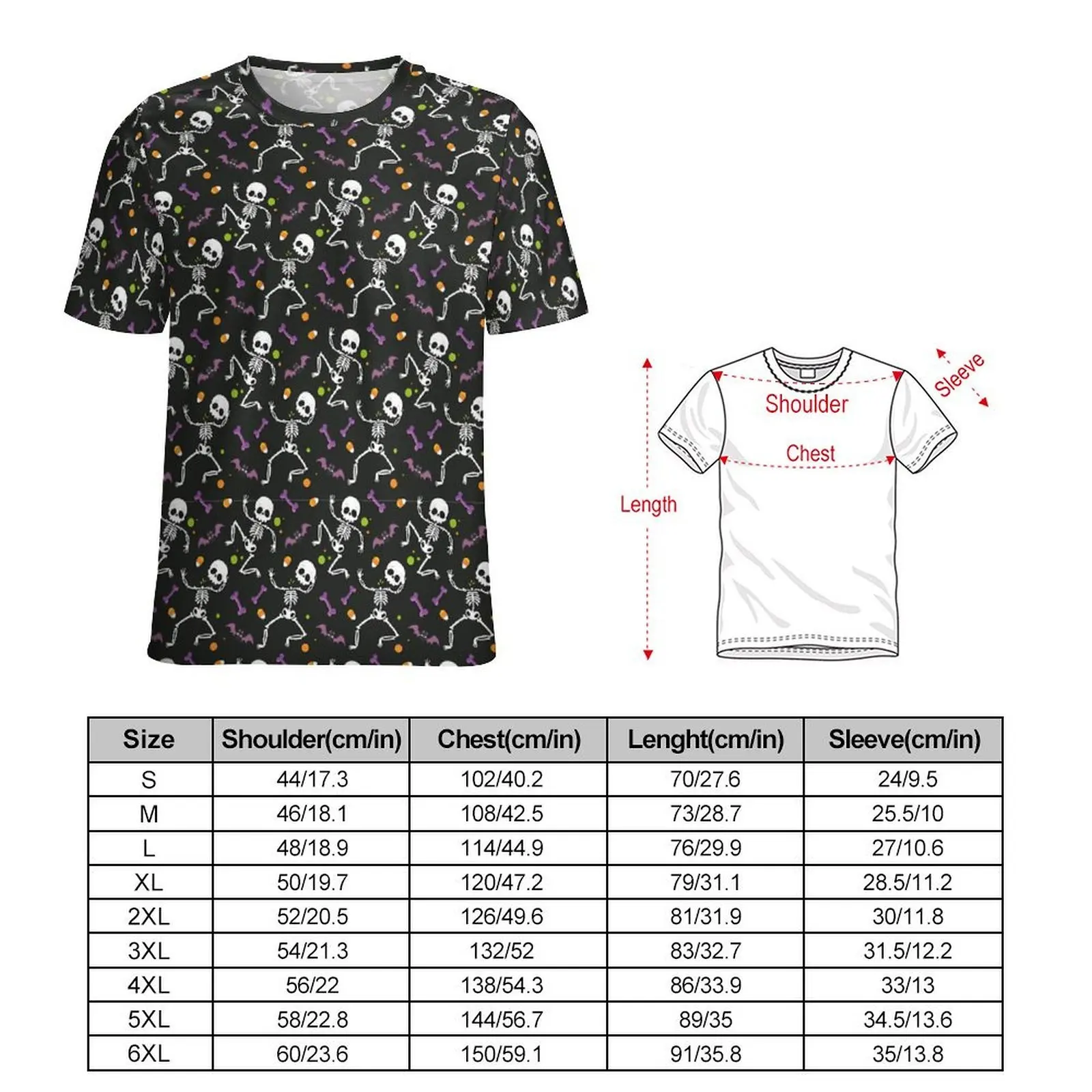 Spooky Halloween T-Shirt Skeleton Bones Skull Couple Harajuku T Shirts Summer Design Tees Short Sleeve Classic Oversized Clothes
