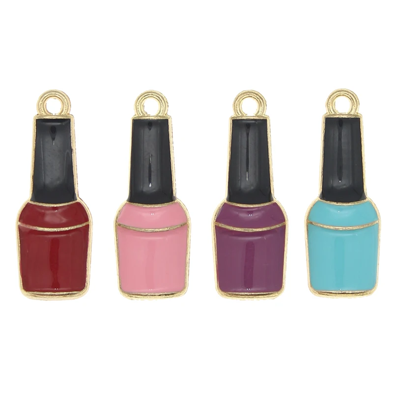 10pcs/lot Fashion Enamel Nail Polish Charms Featured DIY Alloy Lady Jewelry Earrings Keyring Accessories Small Drop Pendants