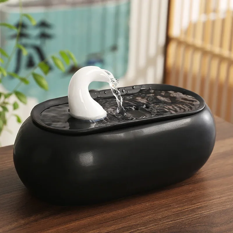 Suitable for New Chinese Lucky Water Small Ceramic Ornament Circulating Water Landscape