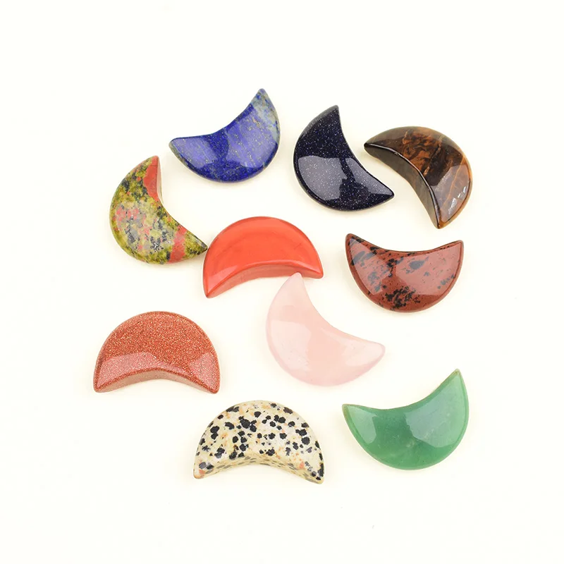 Natural Crystal Moon Shape Figurine Polished Crescent Moon Gemstone Reiki Healing Stone Home Decoration DIY Ornament Gift