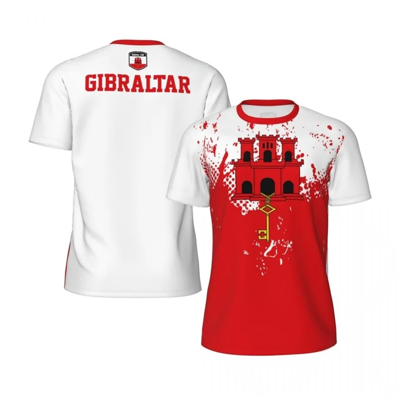 الجديد في جبل طارق تي شيرت الرجال ثلاثية الأبعاد مطبوعة لكرة القدم تي شيرت الصيف فضفاضة قصيرة الأكمام الرياضة اللياقة البدنية تي شيرت طاقم الرقبة تيز القمم