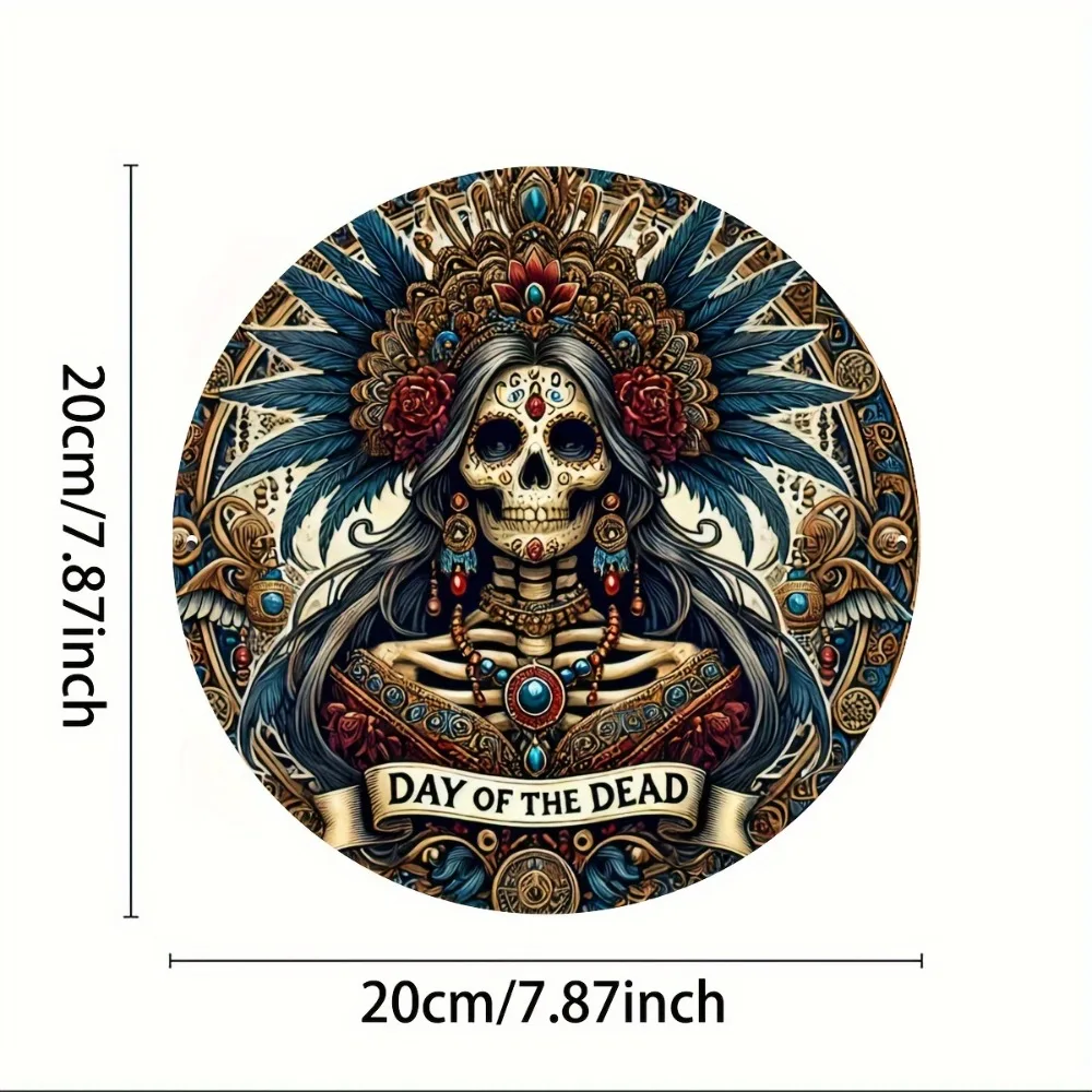Vintage Halloween Skeleton Head Metal Sign - Aluminum Wall Art, Unique Home Bar Decor, Easy to Hang, Durable Gift