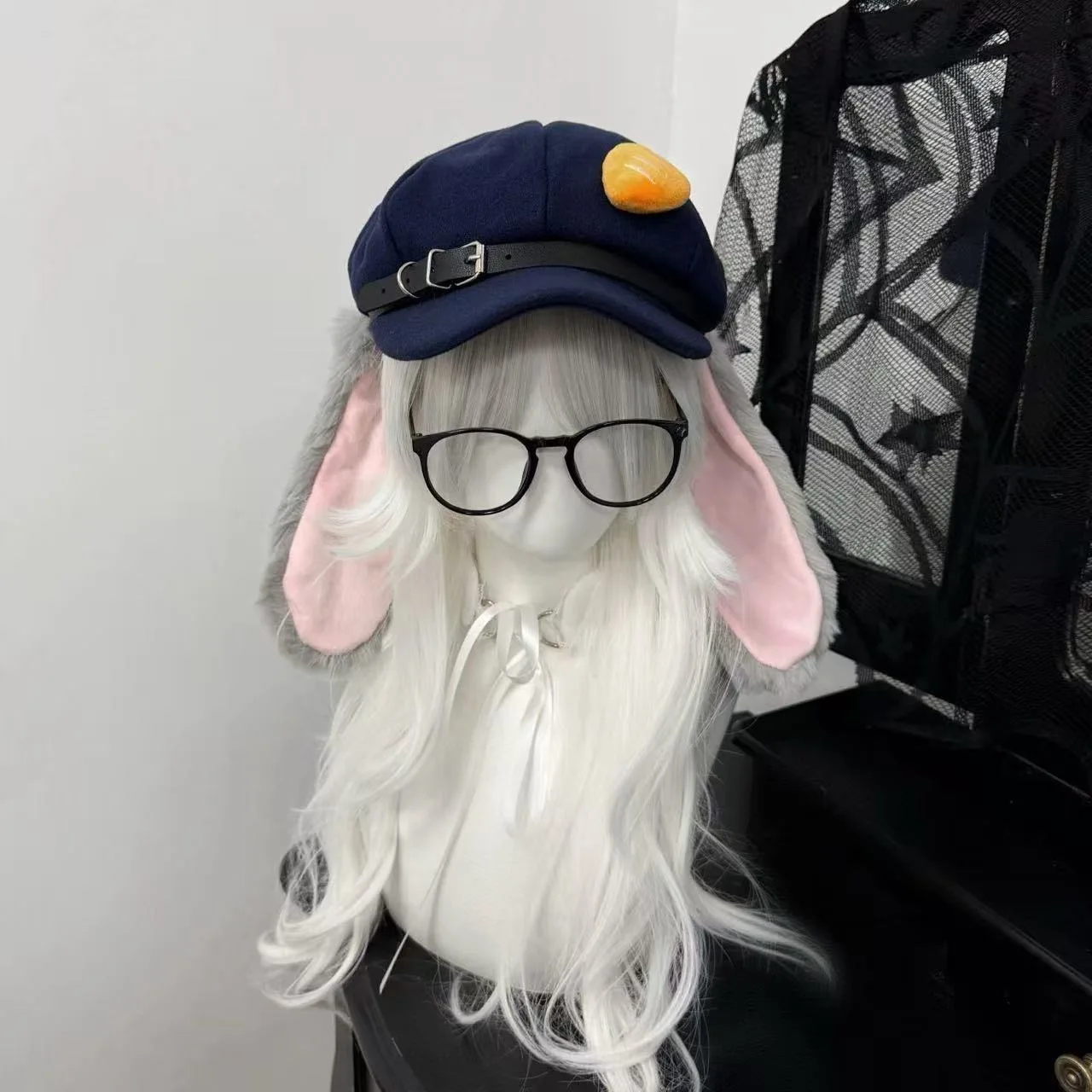 Women's Lolita Gothic Harajuku Carrot Rabbit Police Officer Cosplay Hat Y2K Girl Rabbit Bunny Ears Octagonal Cap Newspaper Hat