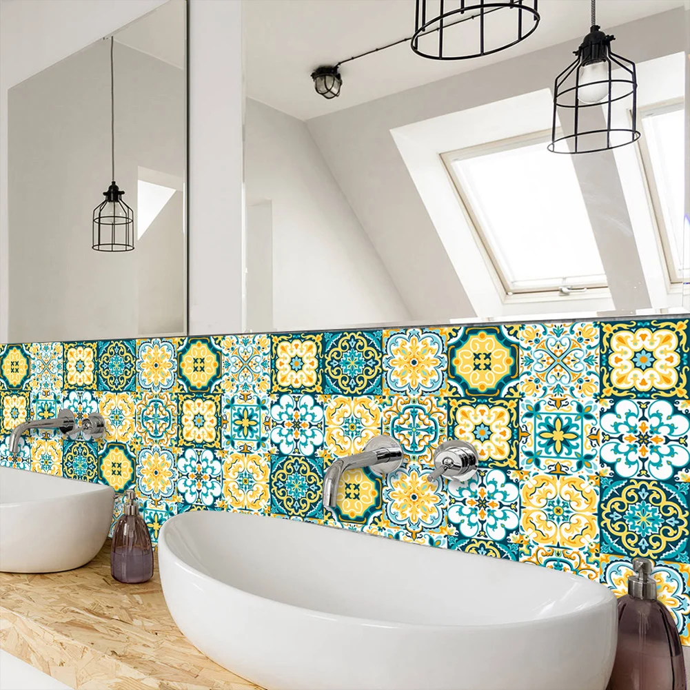 Aufkleber, Fliesenaufkleber, 3D-Fliesenaufkleber, selbstklebend, für Wand oder Boden, 10 Stück, 15 x 15 cm, Badezimmer-Mosaik-Fliesenaufkleber
